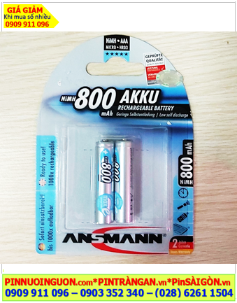 Ansman HR03 AAA800mAh; Pin sạc AAA 1.2v Ansman AAA800mAh-BL2 5030982 _LD Đức-China _Vỉ 2viên